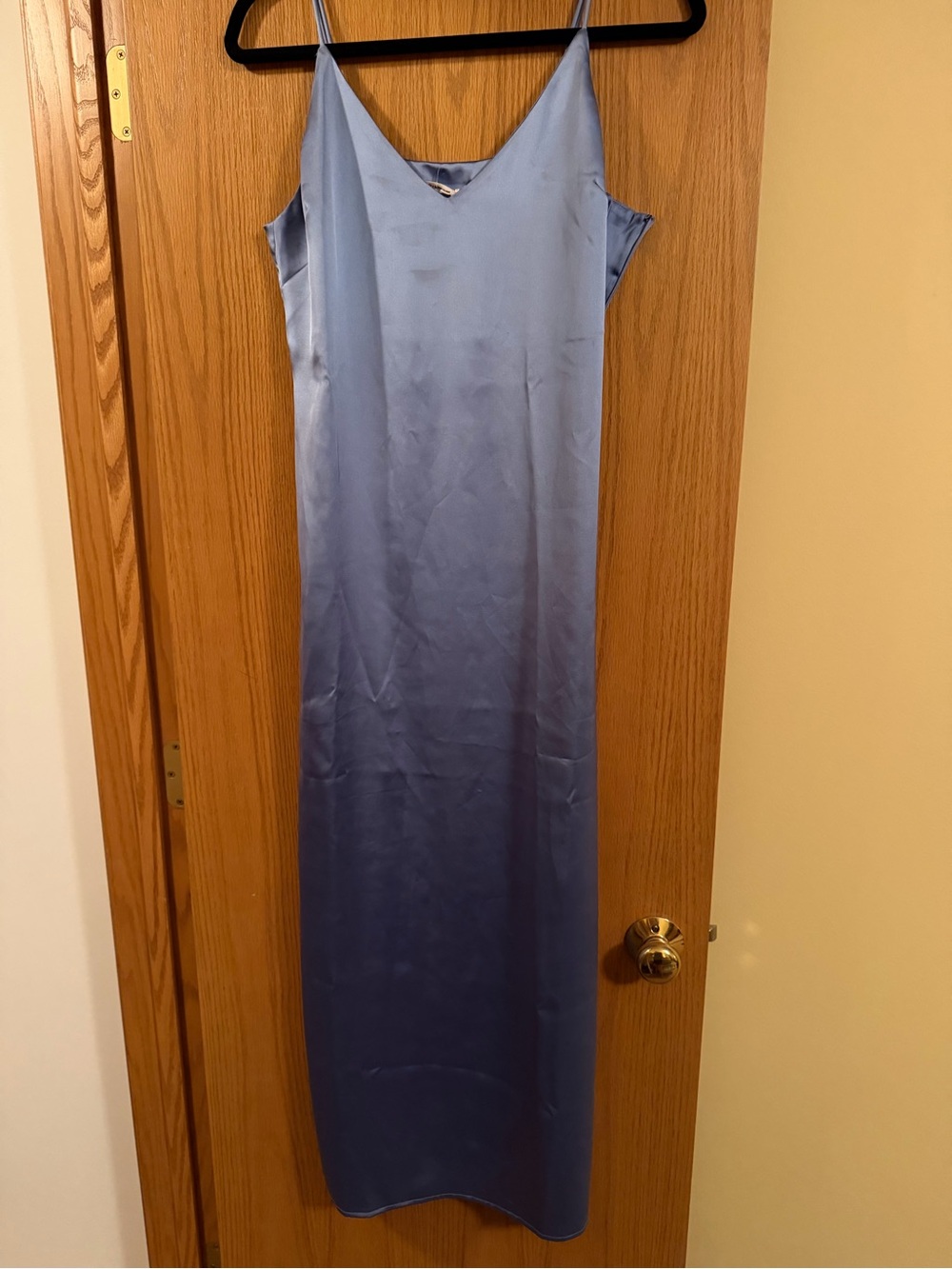 Lulu's Sky-Blue Satin Slip Maxi Dress